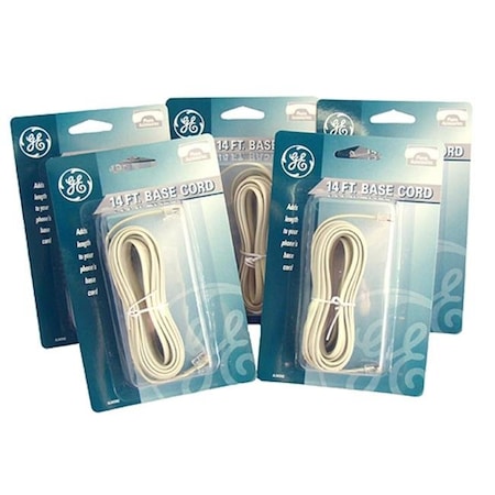 Ge GE 10541179 14 ft. Telephone Almond Base Cord; Pack of 5 10541179